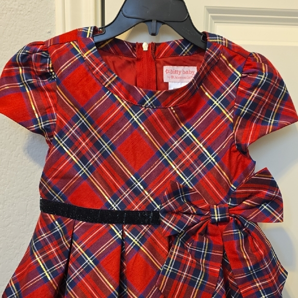 American Girl Red Plaid Formal Dress with Bow. Size 5 - Picture 2 of 14